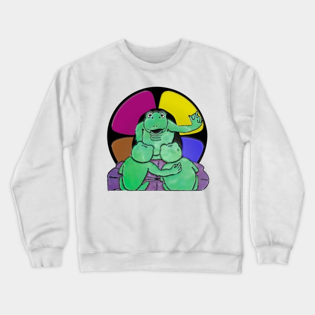 Green frog teacher and frog students Crewneck Sweatshirt by Marccelus